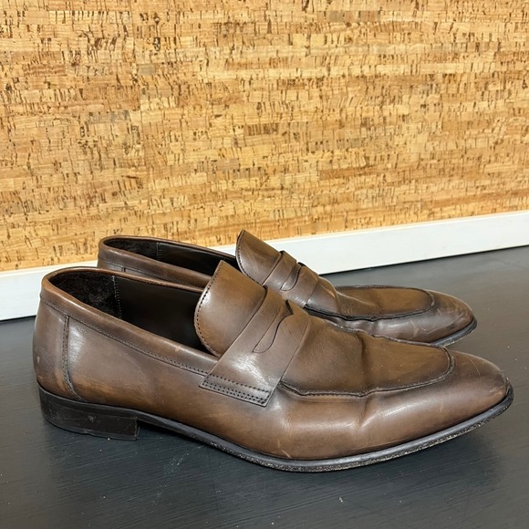 To Boot New York Adam Derrick Mens Brown Leather Penny Loafers Size 11 Italy